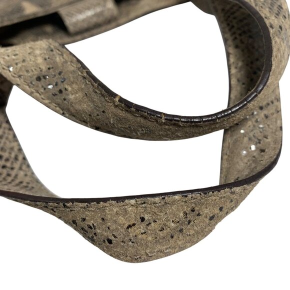 MICHAEL KORS Fulton Python Embossed Leather Large Shoulder Bag - Gray/Tan/Black - Picture 12 of 14